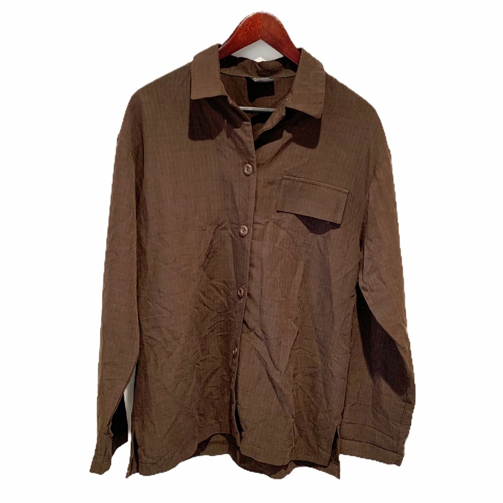 Wildlife Sportswear, women’s L/S shirt.  Button down front.  Brown, Large.